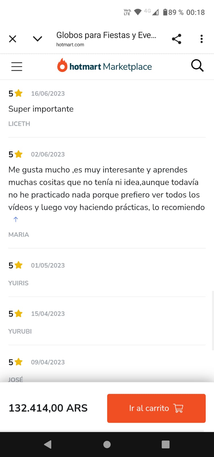 Testimonios reales alumnos curso globos Hotmart