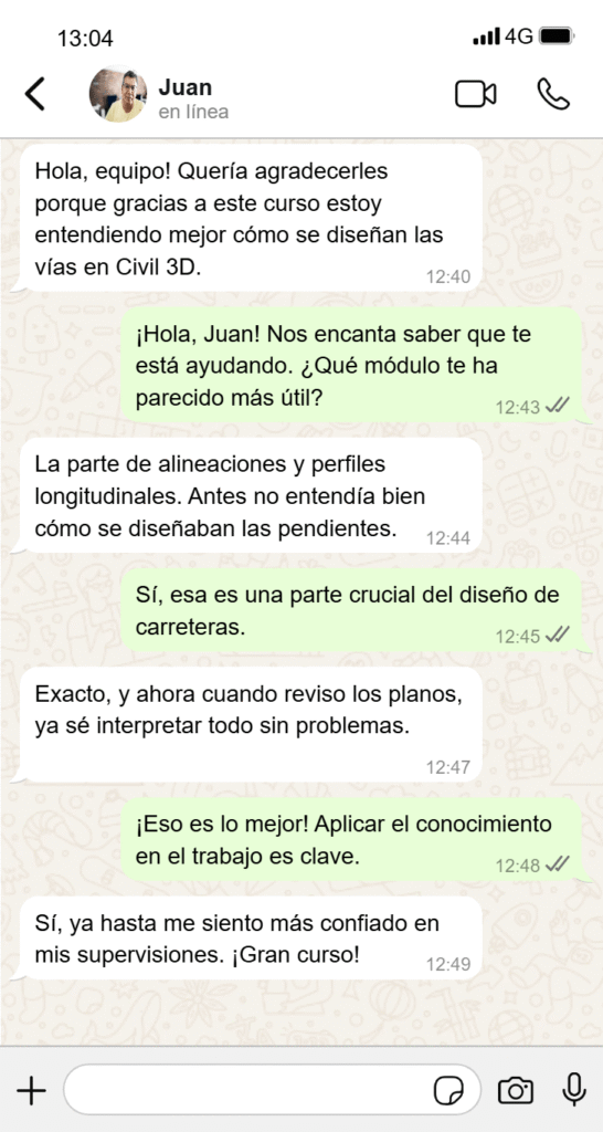 Opiniones y Comentarios de alumnos del curso Experto en Civil 3D.