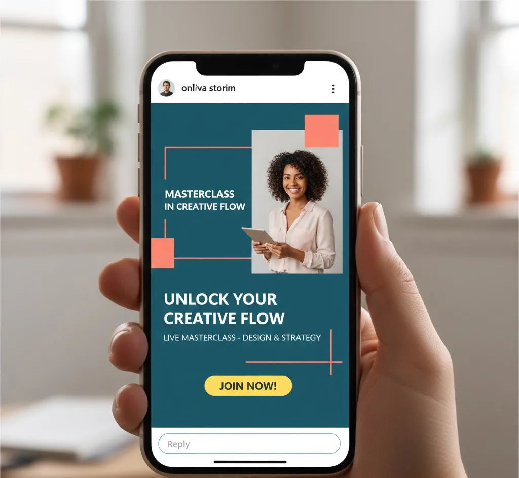 Publicidad de Masterclass optimizada para conversión visualizada en un dispositivo móvil con diseño profesional.