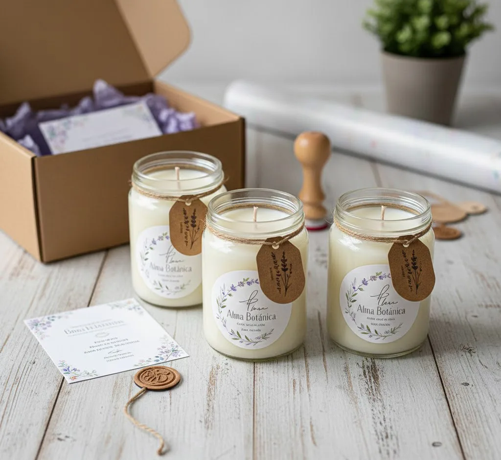 Velas artesanales listas para la venta como emprendimiento rentable.