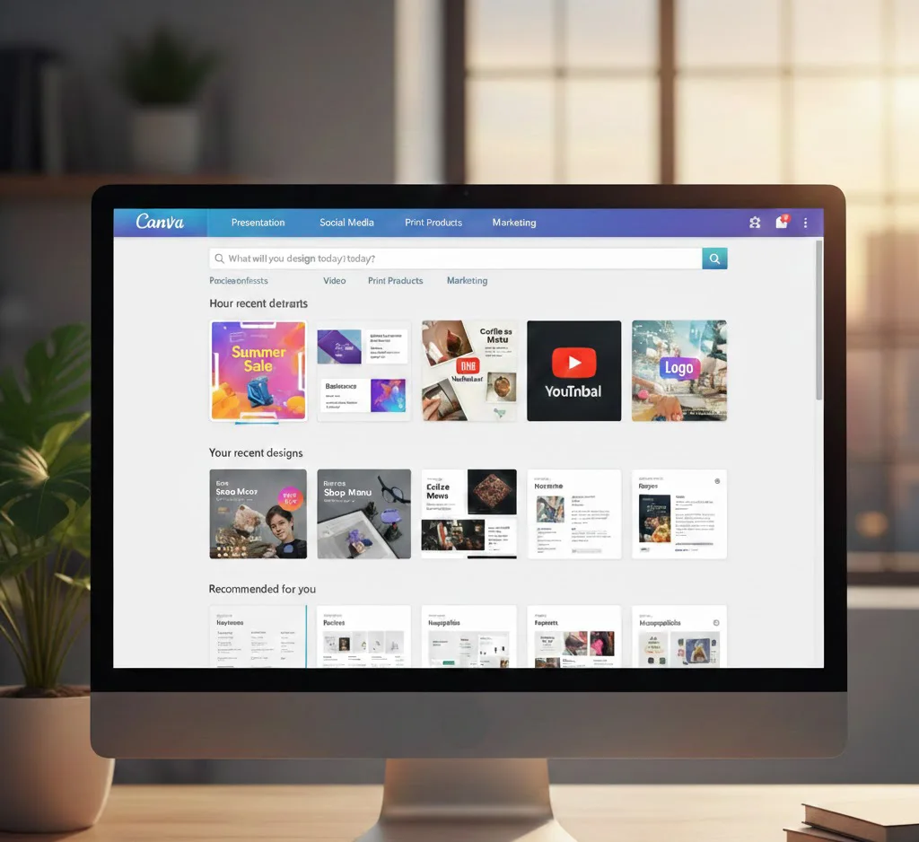  interfaz de Canva con plantillas de diseño disponibles
