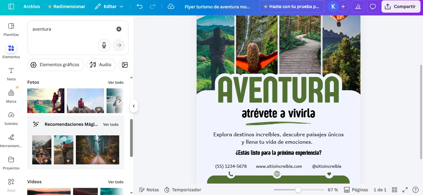 pantalla de computadora mostrando un diseño de Canva donde se aplican diferentes pesos de fuentes para crear una jerarquía clara: un título grueso, un subtítulo elegante y un cuerpo de texto legible sobre un fondo limpio.