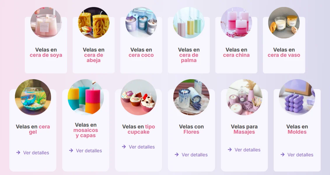 set de velas decorativas terminadas de alta calidad