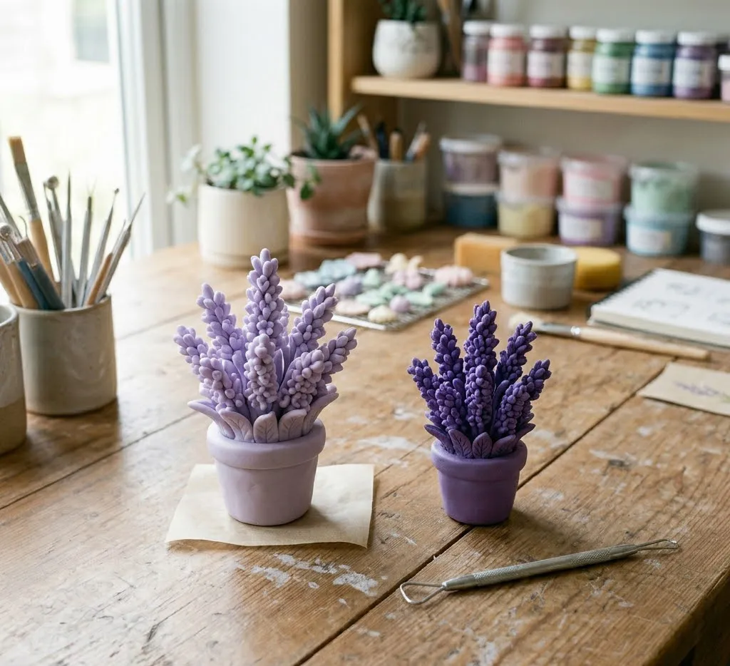 Una comparación visual de dos figuras de arcilla fría idénticas; una recién modelada y otra totalmente seca, mostrando la reducción de tamaño y la intensificación del color.