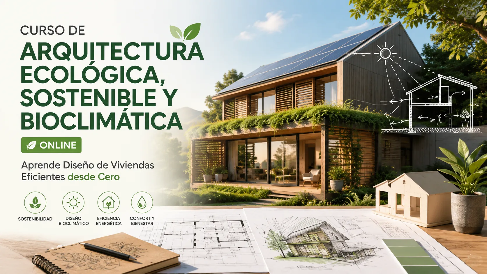 Curso de Arquitectura Ecológica, Sostenible y Bioclimática Online para aprender diseño de viviendas eficientes desde cero