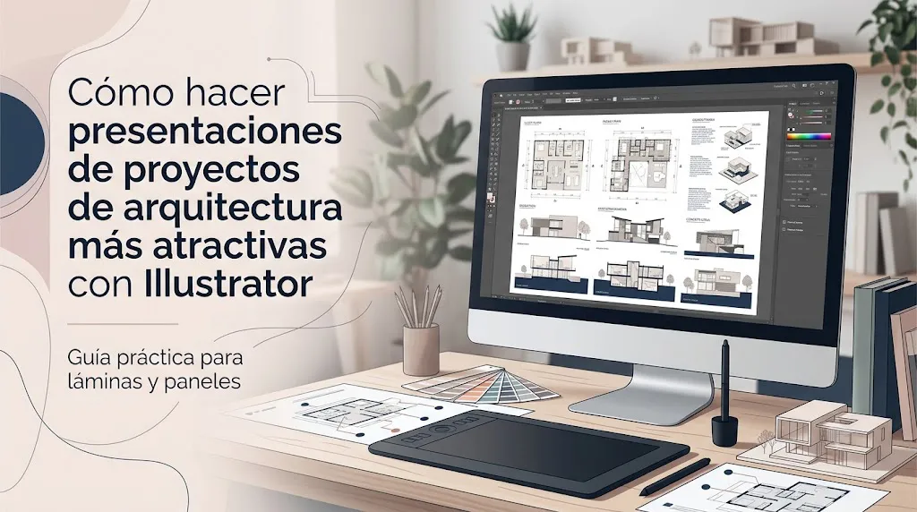 Portada sobre cómo colorear planos arquitectónicos en Illustrator.