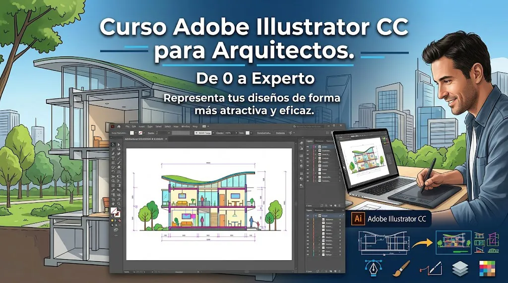Promoción del curso de Adobe Illustrator para arquitectos.